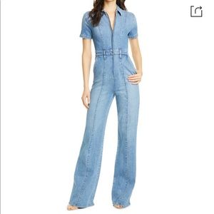 Alice & Olivia Gorgeous Wide Leg Denim Jumpsuit